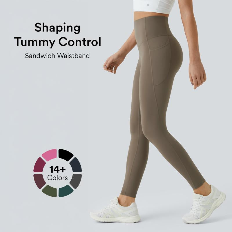Ultrasculpt High Waisted Tummy Control Side Pocket Shaping Training Leggings 