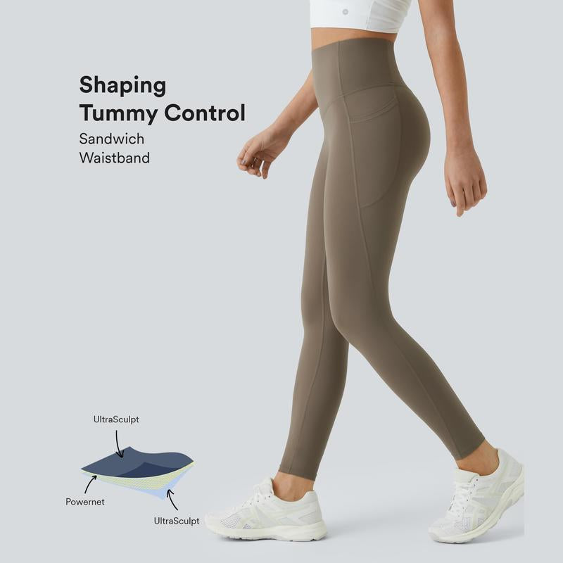 Ultrasculpt High Waisted Tummy Control Side Pocket Shaping Training Leggings 
