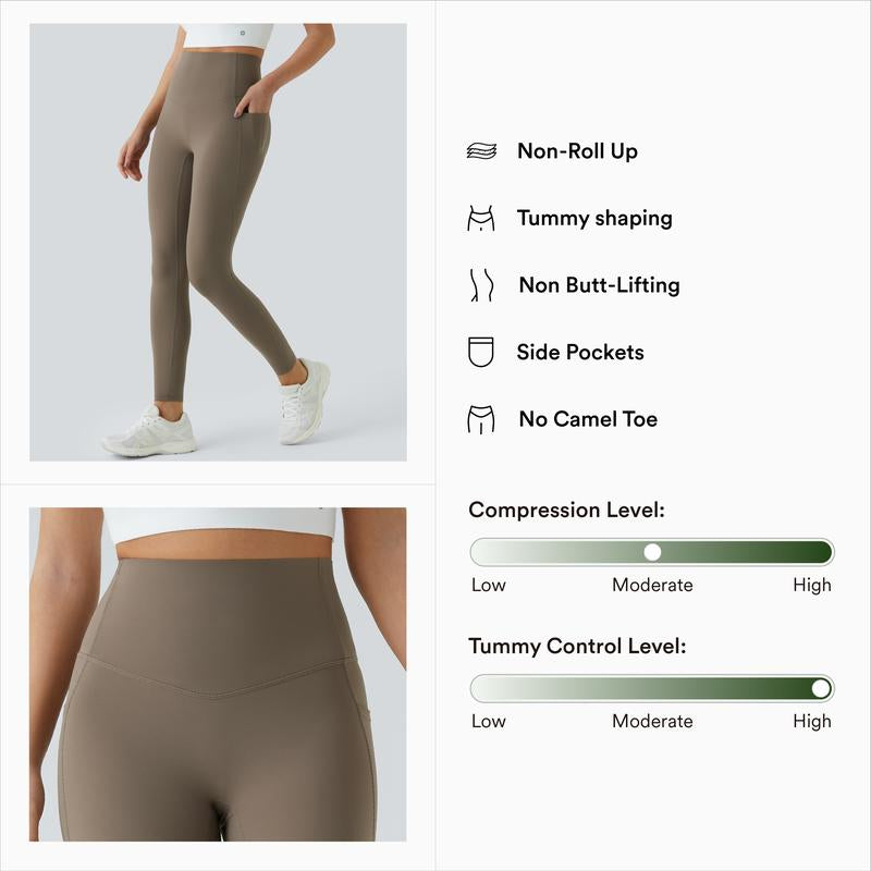 Ultrasculpt High Waisted Tummy Control Side Pocket Shaping Training Leggings 